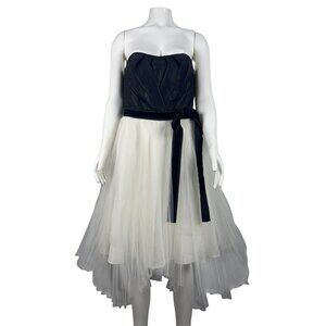 White House Black Market Tulle Skirt Party Dress 4 Black White Strapless